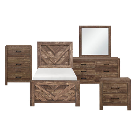Corbin Brown Crossbuck 5pc Set (TB+NS+DR+MR+CH) from Homelegance - Luna Furniture
