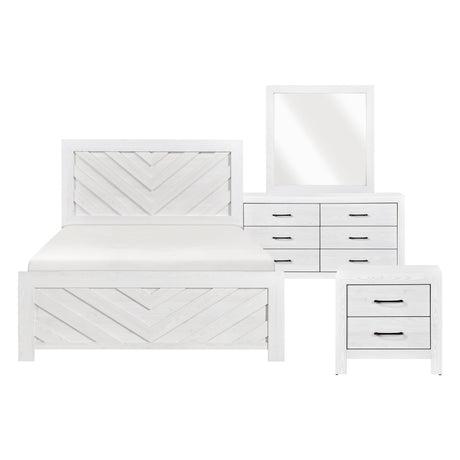 Corbin White Crossbuck 4pc Set (QB+NS+DR+MR) from Homelegance - Luna Furniture