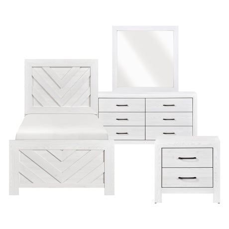 Corbin White Crossbuck 4pc Set (TB+NS+DR+MR) from Homelegance - Luna Furniture