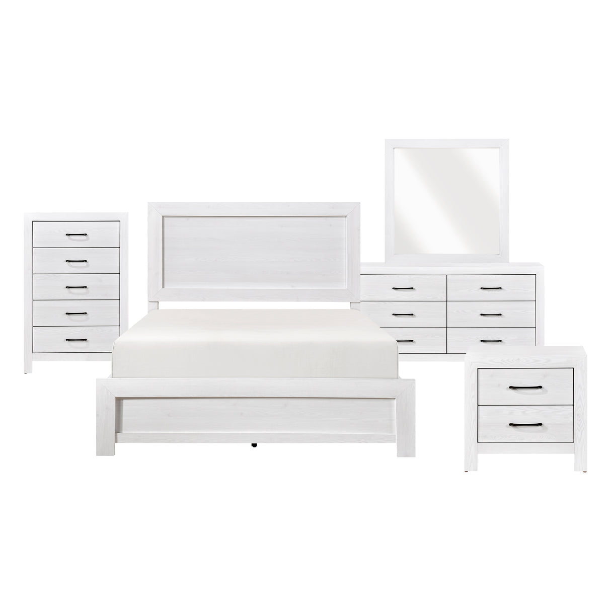 Corbin White 5pc Set (QB+NS+DR+MR+CH) from Homelegance - Luna Furniture
