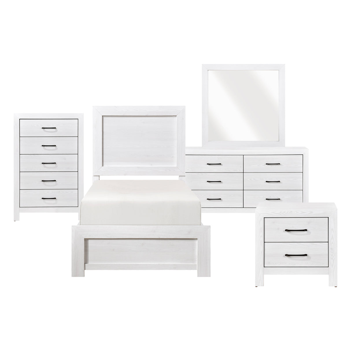Corbin White Crossbuck 5pc Set (TB+NS+DR+MR+CH) from Homelegance - Luna Furniture
