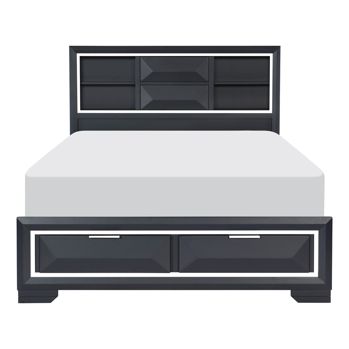 Rosemont Midnight Blue Queen Platform Bed with Footboard Storage from Homelegance - Luna Furniture