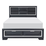 Rosemont Midnight Blue Queen Platform Bed with Footboard Storage from Homelegance - Luna Furniture