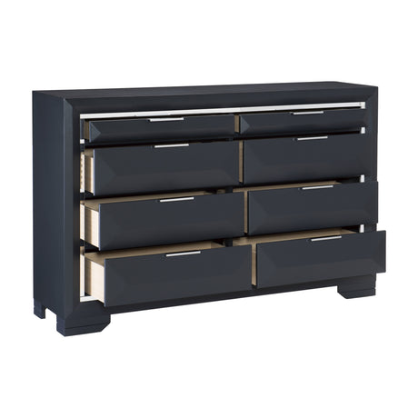 Rosemont Midnight Blue 5-Piece Bedroom Set (Queen Bed, Nightstand, Dresser, Mirror, Chest) from Homelegance - Luna Furniture
