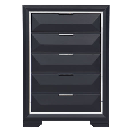 Rosemont Midnight Blue 5-Piece Bedroom Set (Queen Bed, Nightstand, Dresser, Mirror, Chest) from Homelegance - Luna Furniture
