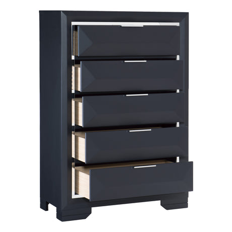 Rosemont Midnight Blue 5-Piece Bedroom Set (Queen Bed, Nightstand, Dresser, Mirror, Chest) from Homelegance - Luna Furniture