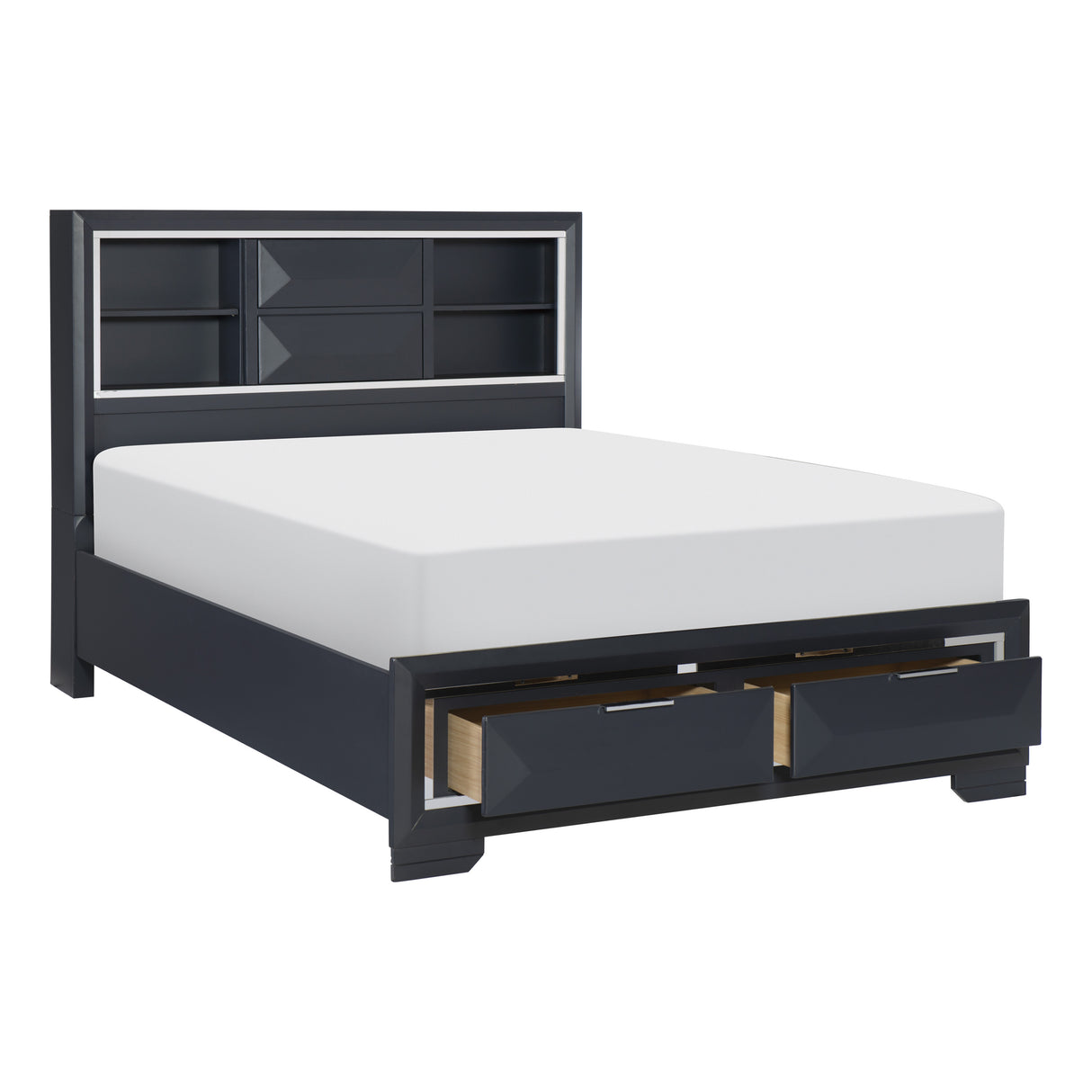 Rosemont Midnight Blue 5-Piece Bedroom Set (Queen Bed, Nightstand, Dresser, Mirror, Chest) from Homelegance - Luna Furniture