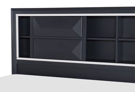 Rosemont Midnight Blue Eastern King Platform Bed with Footboard Storage from Homelegance - Luna Furniture