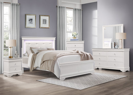 Lana White Queen Bed with LED Lighting from Homelegance - Luna Furniture