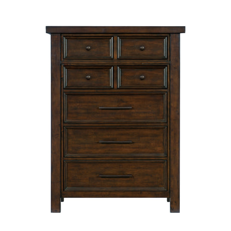 Logandale Brown 5-Piece Bedroom Set (Queen Bed, Nightstand, Dresser, Mirror, Chest) from Homelegance - Luna Furniture