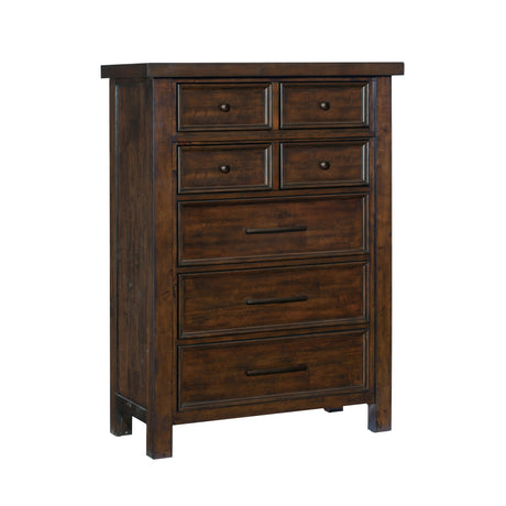 Logandale Brown 5-Piece Bedroom Set (Queen Bed, Nightstand, Dresser, Mirror, Chest) from Homelegance - Luna Furniture