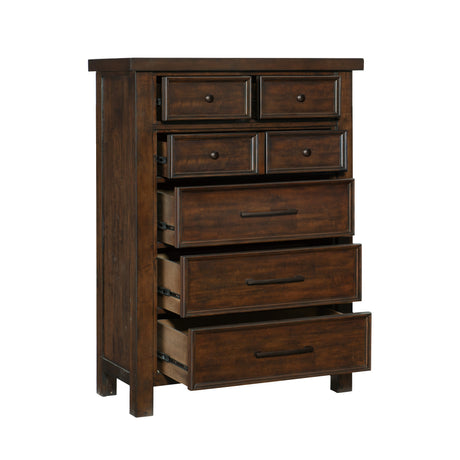 Logandale Brown 5-Piece Bedroom Set (Queen Bed, Nightstand, Dresser, Mirror, Chest) from Homelegance - Luna Furniture