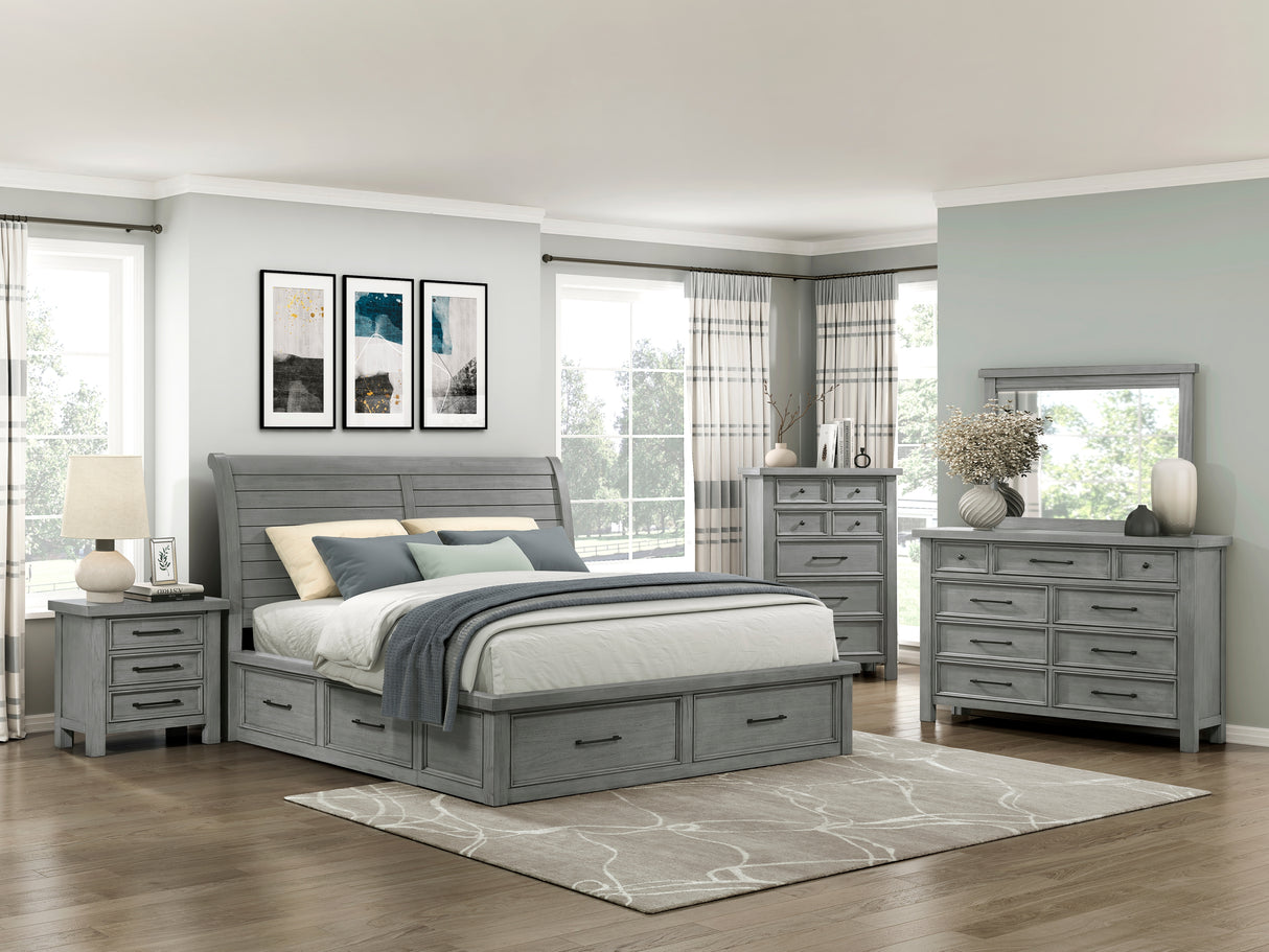 Logandale Antique Gray California King Platform Bed with Storage Footboard and Side Rails from Homelegance - Luna Furniture