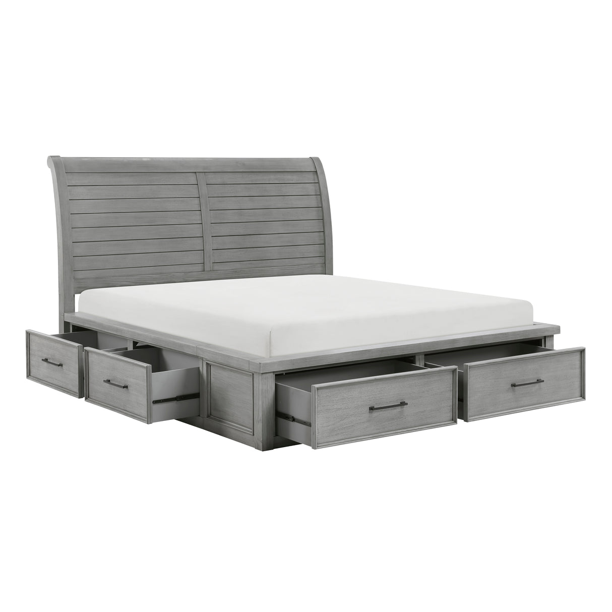 Logandale Antique Gray California King Platform Bed with Storage Footboard and Side Rails from Homelegance - Luna Furniture