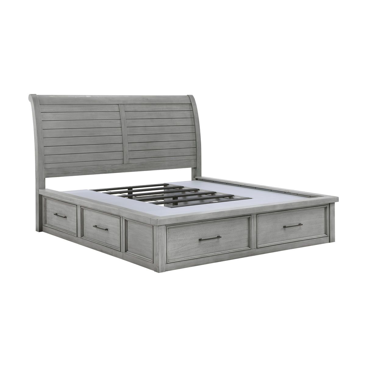 Logandale Antique Gray California King Platform Bed with Storage Footboard and Side Rails from Homelegance - Luna Furniture