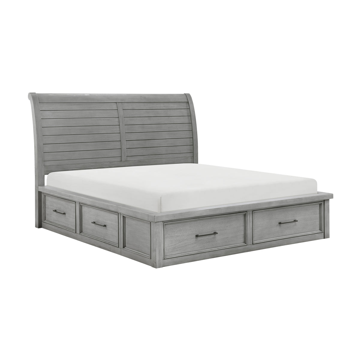 Logandale Antique Gray California King Platform Bed with Storage Footboard and Side Rails from Homelegance - Luna Furniture
