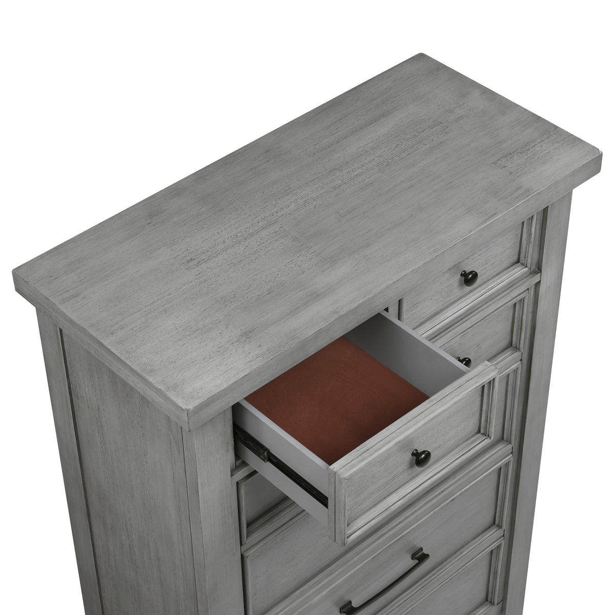 Logandale Antique Gray Eastern King Platform Bed with Storage Footboard and Side Rails from Homelegance - Luna Furniture