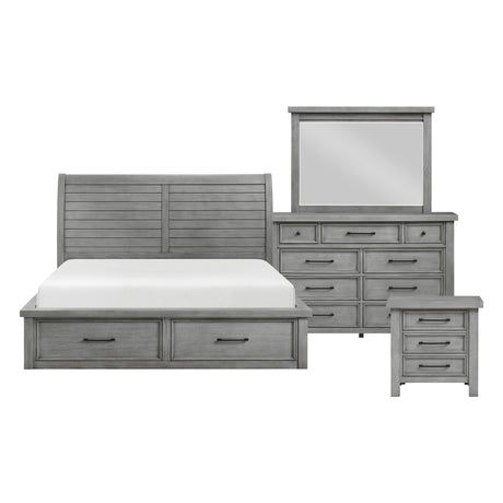Logandale Antique Gray 4pc Set (QB+NS+DR+MR) from Homelegance - Luna Furniture