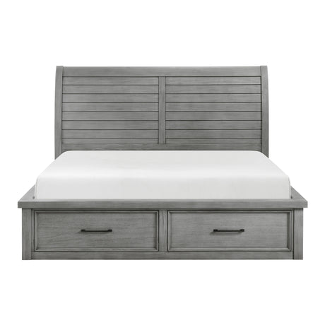 Logandale Antique Gray Queen Platform Bed with Storage Footboard and Side Rails from Homelegance - Luna Furniture