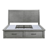 Logandale Antique Gray Queen Platform Bed with Storage Footboard and Side Rails from Homelegance - Luna Furniture