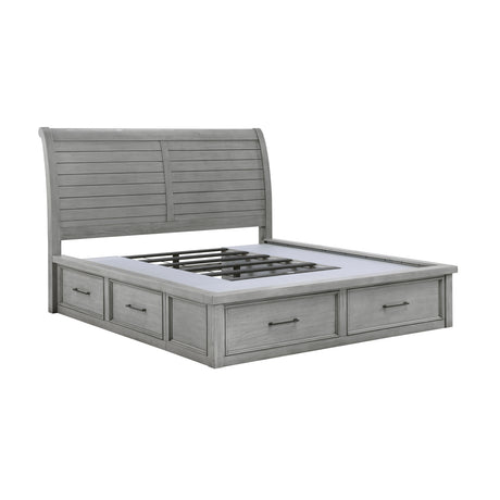 Logandale Antique Gray Queen Platform Bed with Storage Footboard and Side Rails from Homelegance - Luna Furniture