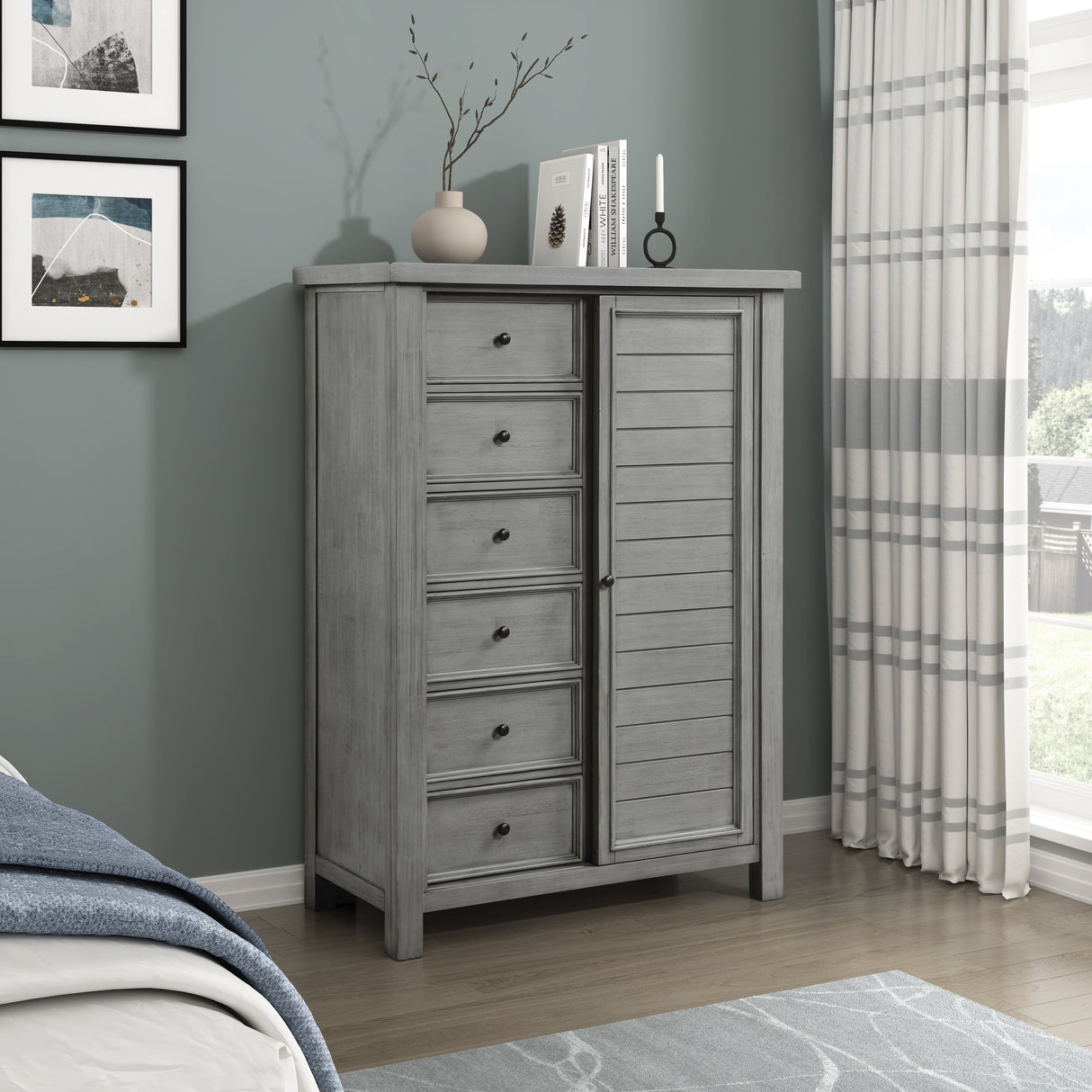 Logandale Antique Gray Wardrobe Chest from Homelegance - Luna Furniture