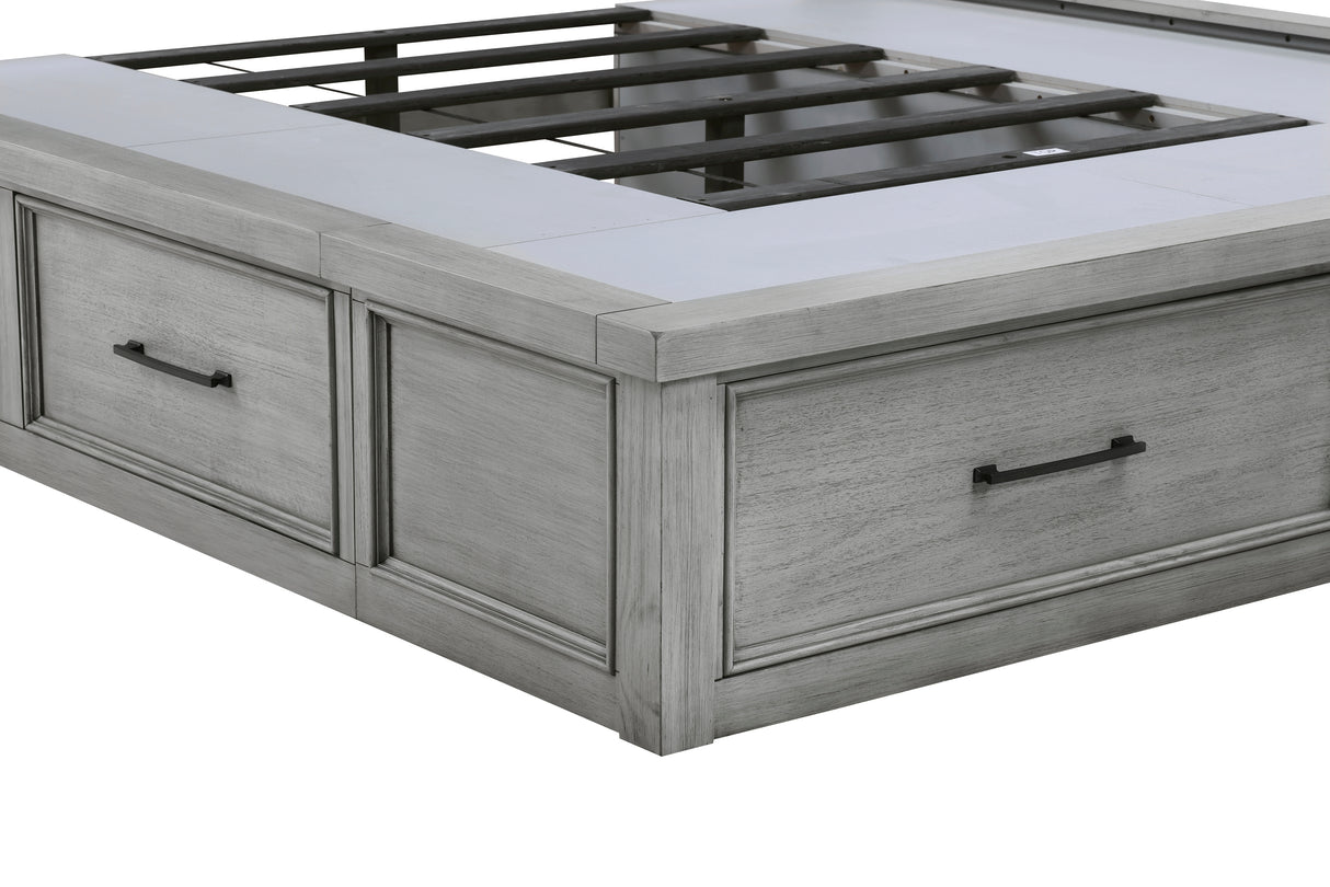 Logandale Antique Gray King Sleigh Storage Platform Bed from Homelegance - Luna Furniture