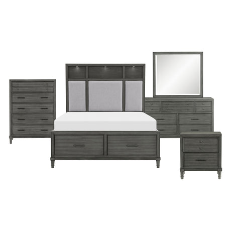 Wittenberry Gray 5-Piece Bedroom Set (Queen Bed, Nightstand, Dresser, Mirror, Chest) from Homelegance - Luna Furniture