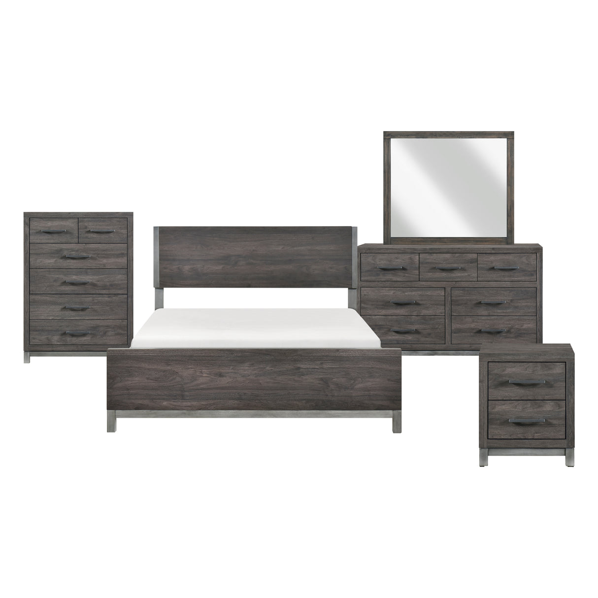 Zephyr Brownish Gray 5pc Set (QB+NS+DR+MR+CH) from Homelegance - Luna Furniture