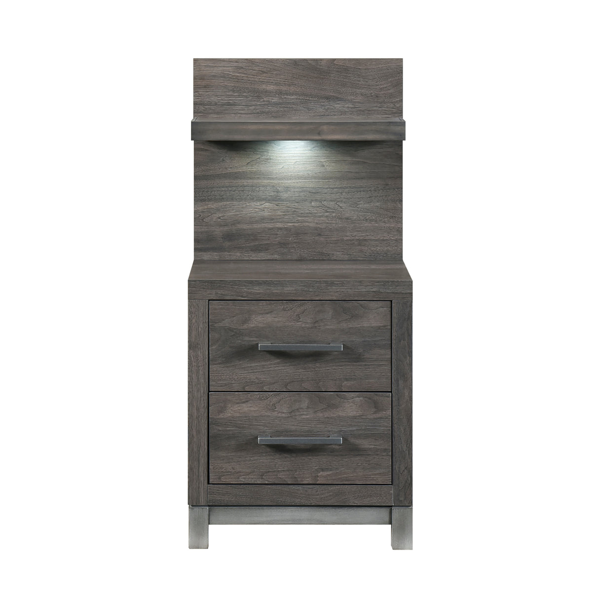 Zephyr Brownish Gray Night Stand with Wall Panel from Homelegance - Luna Furniture