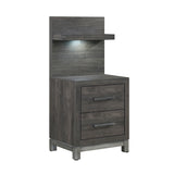 Zephyr Brownish Gray Night Stand with Wall Panel from Homelegance - Luna Furniture