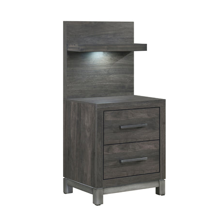 Zephyr Brownish Gray Night Stand with Wall Panel from Homelegance - Luna Furniture