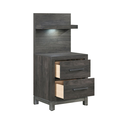Zephyr Brownish Gray Night Stand with Wall Panel from Homelegance - Luna Furniture