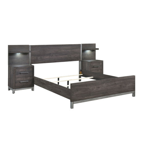 Zephyr Brownish Gray 5pc Set Eastern King Wall Bed (EK+2NS+2NS-P) from Homelegance - Luna Furniture