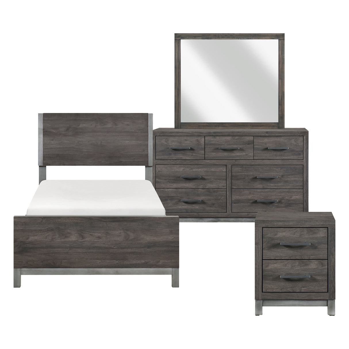 Zephyr Brownish Gray 4pc Set (TB+NS+DR+MR) from Homelegance - Luna Furniture