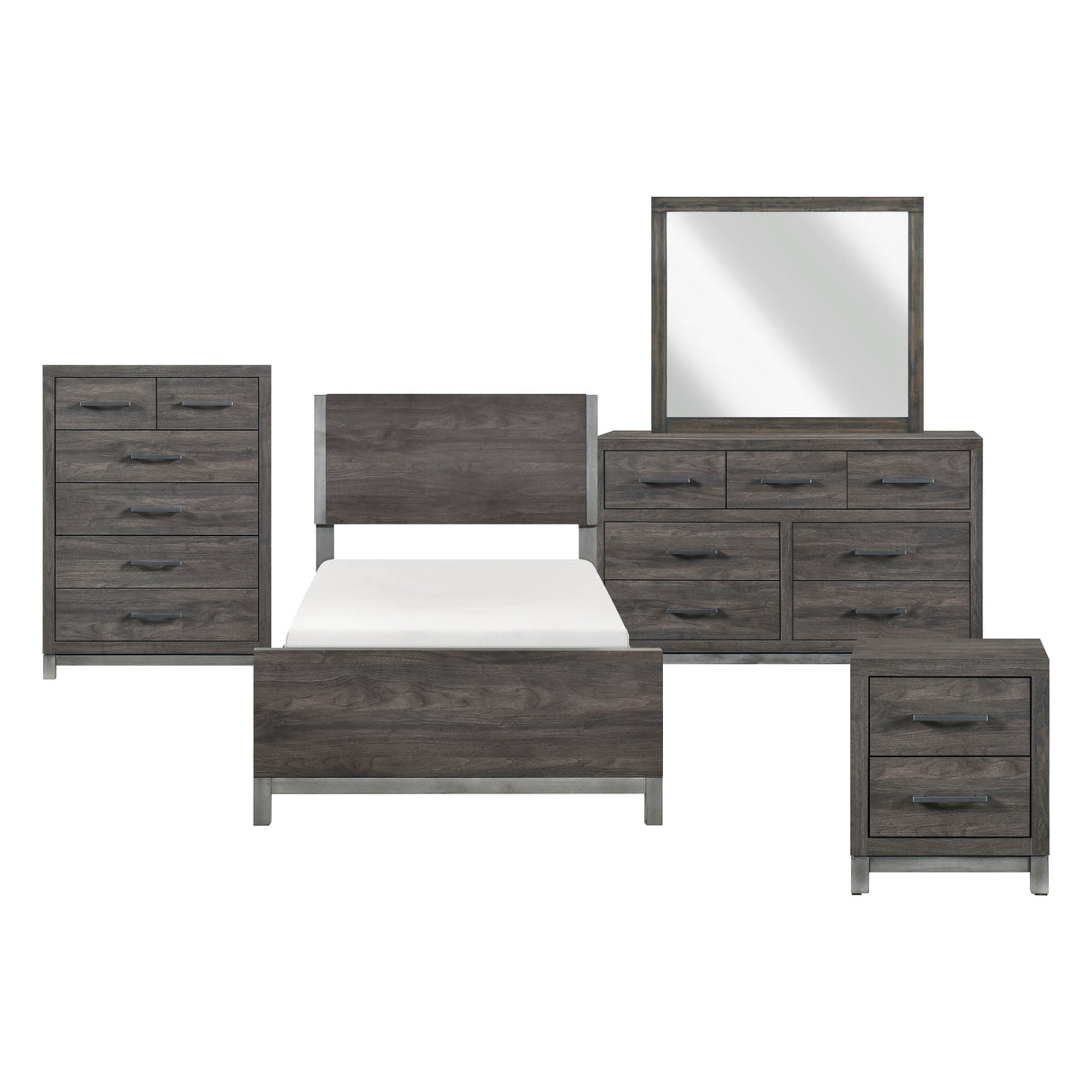 Zephyr Brownish Gray 5pc Set (TB+NS+DR+MR+CH) from Homelegance - Luna Furniture
