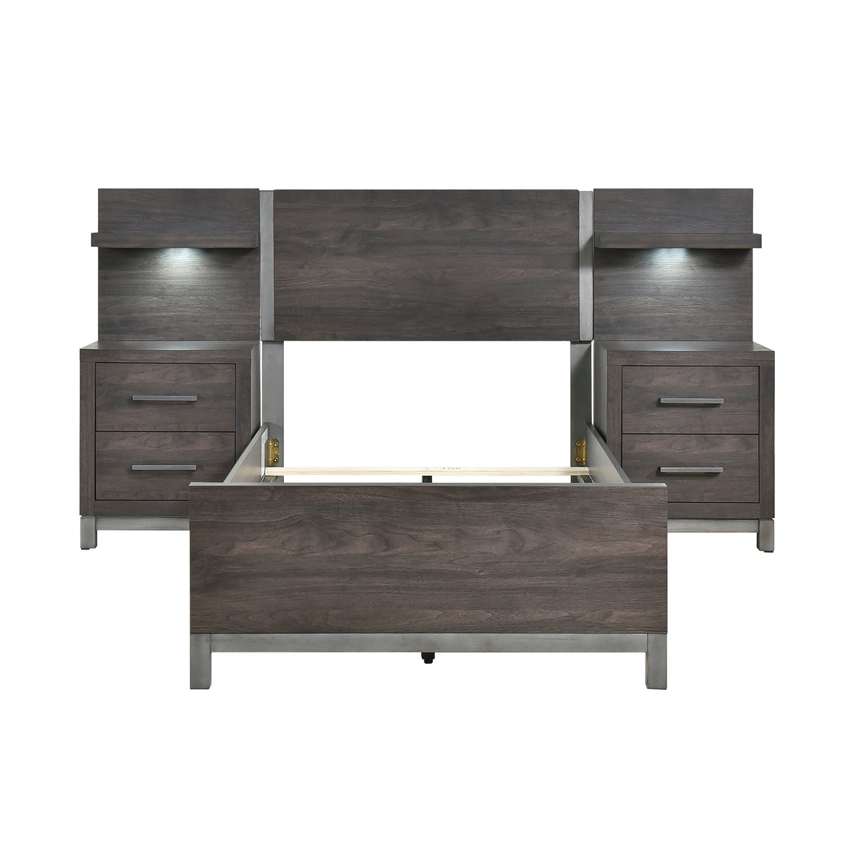 Zephyr Brownish Gray 5pc Set Twin Wall Bed (TB+2NS+2NS-P) from Homelegance - Luna Furniture
