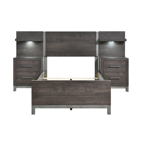 Zephyr Brownish Gray 5pc Set Twin Wall Bed (TB+2NS+2NS-P) from Homelegance - Luna Furniture