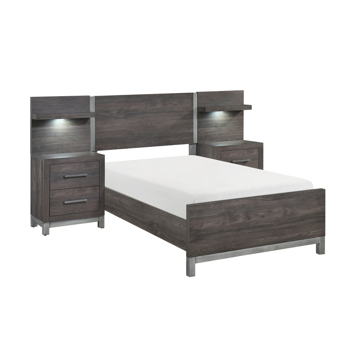 Zephyr Brownish Gray 5pc Set Twin Wall Bed (TB+2NS+2NS-P) from Homelegance - Luna Furniture