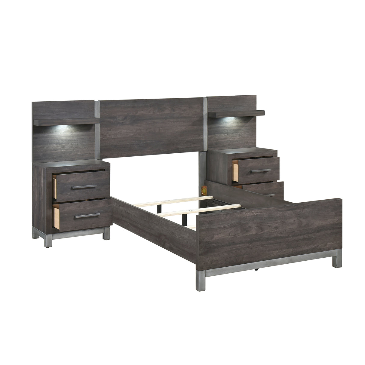 Zephyr Brownish Gray 5pc Set Twin Wall Bed (TB+2NS+2NS-P) from Homelegance - Luna Furniture