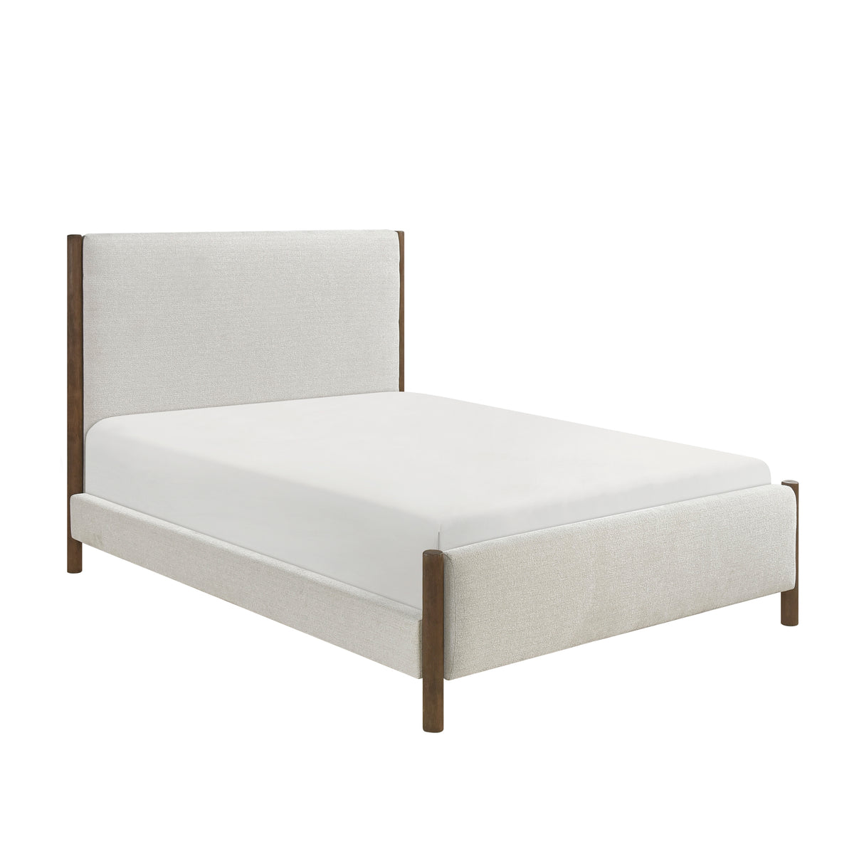 Julian Beige/Caramel Oak Full Upholstered Platform Bed from Homelegance - Luna Furniture