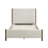 Julian Beige/Caramel Oak Eastern King Upholstered Platform Bed from Homelegance - Luna Furniture