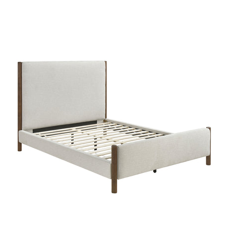 Julian Beige/Caramel Oak Eastern King Upholstered Platform Bed from Homelegance - Luna Furniture