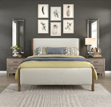 Julian Beige/Caramel Oak Eastern King Upholstered Platform Bed from Homelegance - Luna Furniture