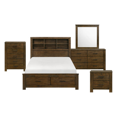 Sullivan Brown 5-Piece Bedroom Set (Queen Bed, Nightstand, Dresser, Mirror, Chest) from Homelegance - Luna Furniture
