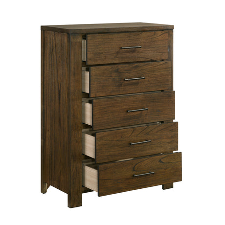 Sullivan Brown 5-Piece Bedroom Set (Queen Bed, Nightstand, Dresser, Mirror, Chest) from Homelegance - Luna Furniture