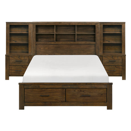 Sullivan Brown King Platform Bed with 2 Nightstands from Homelegance - Luna Furniture