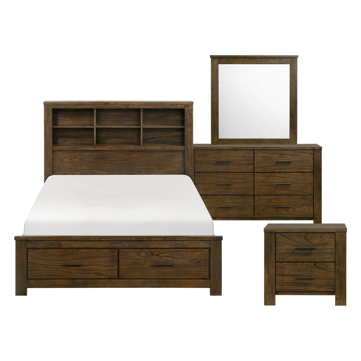 Sullivan Brown Queen Platform Bed with Footboard Storage from Homelegance - Luna Furniture