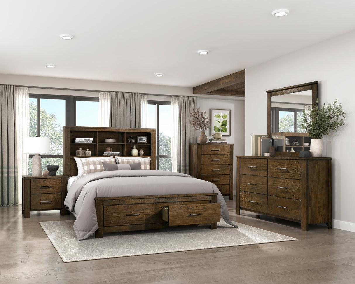 Sullivan Brown King Platform Bed with 2 Nightstands from Homelegance - Luna Furniture