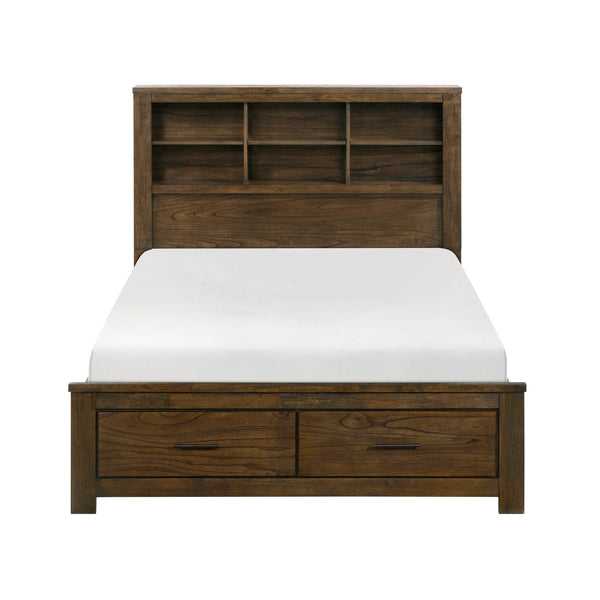 Sullivan Brown California King Bookcase Storage Platform Bed
